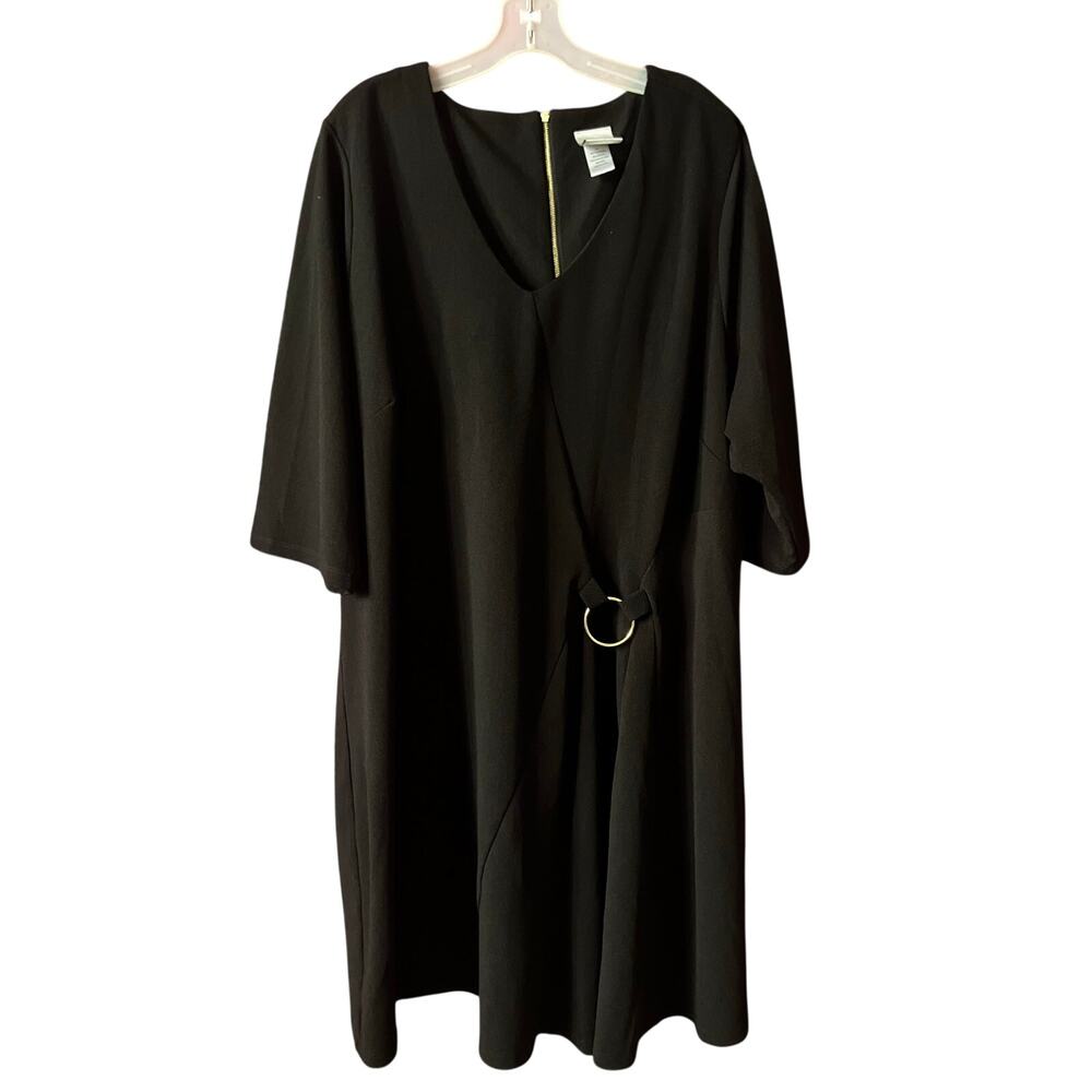 JMS Black Boho Minimalist V-Neck Maxi Dress Plus Size 5X Relaxed Fit Chic